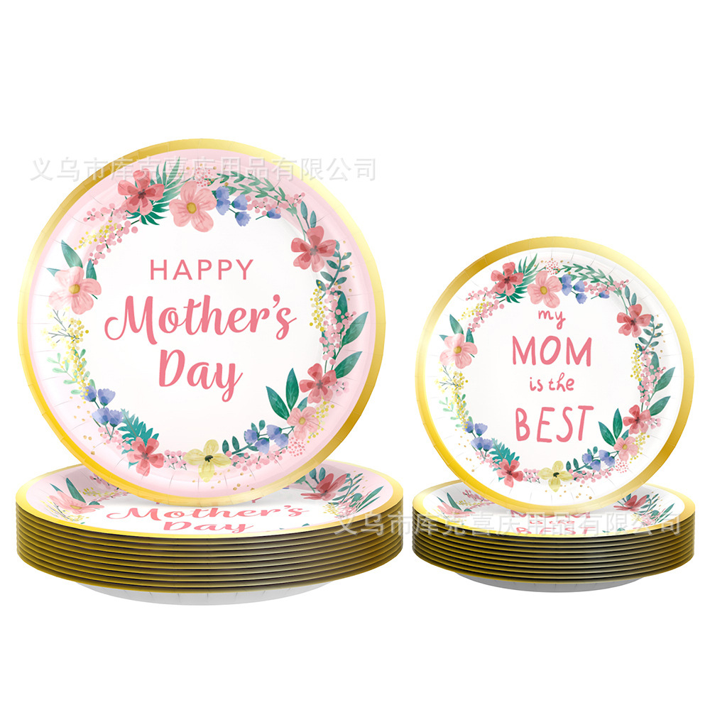 Nuevo Día DE LA Madre tema de la flor del partido decoración suministros Día DE LA Madre tire de la bandera bandeja de papel cubierta de la decoración del tejido