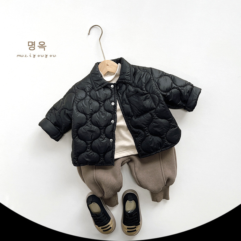 Abrigo de algodón fino estilo coreano para niños, invierno 2025, nuevo top de algodón cálido para niñas, ropa infantil tejida estilo coreano para bebés