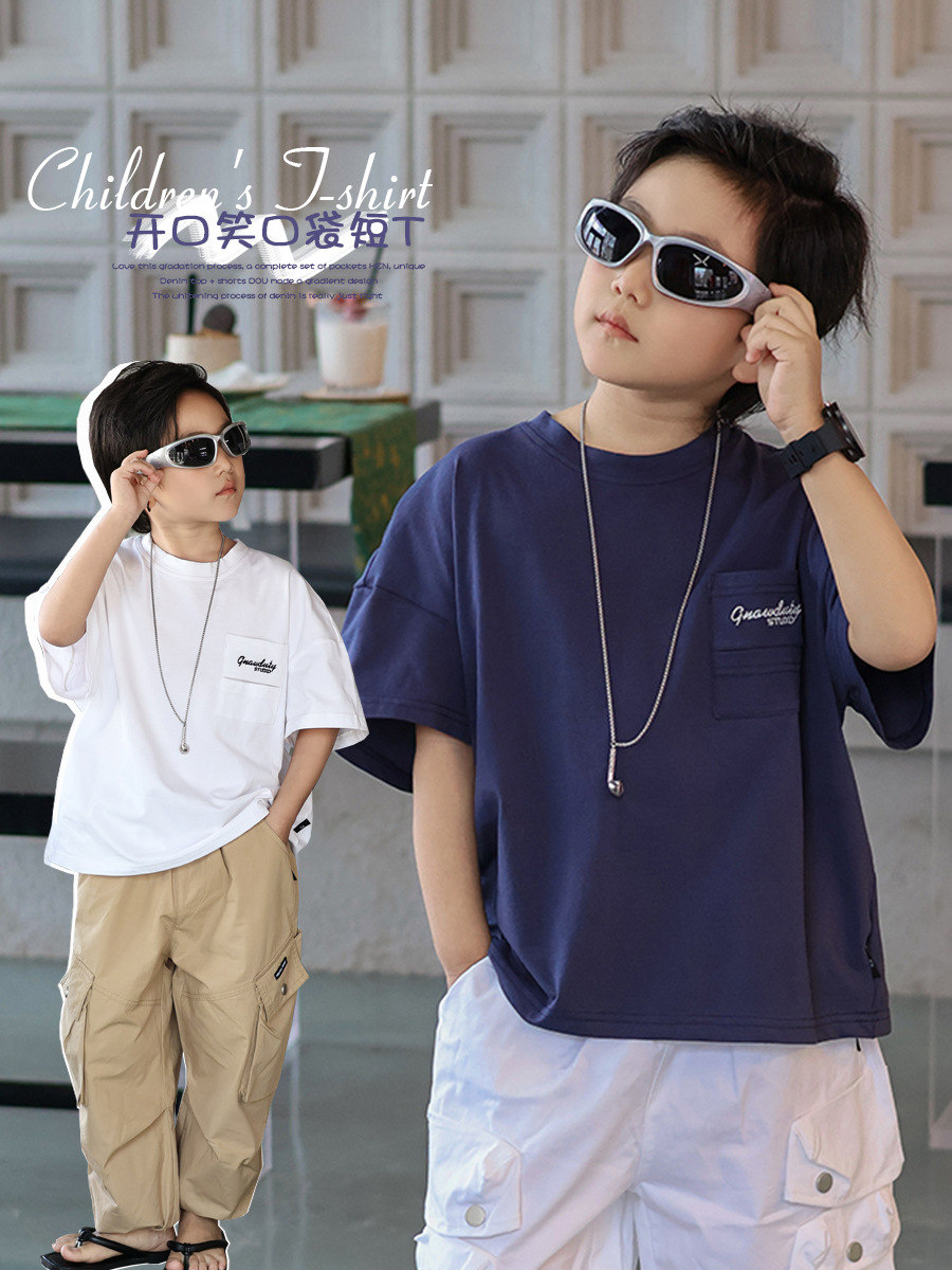 Летняя футболка с коротким рукавом для мальчиков, летняя одежда, подходит для подростков, оверсайз