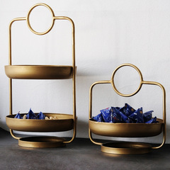 Retro Light Luxury Iron Fruit Basket Wedding Candy Pastries Tray Fruit Plate New Chinese Style Living Room Home Decor Shelf