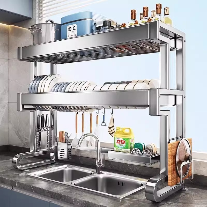 ステンレスキッチン水槽物置棚食器棚収納池多機能まな板鍋具食器棚|undefined