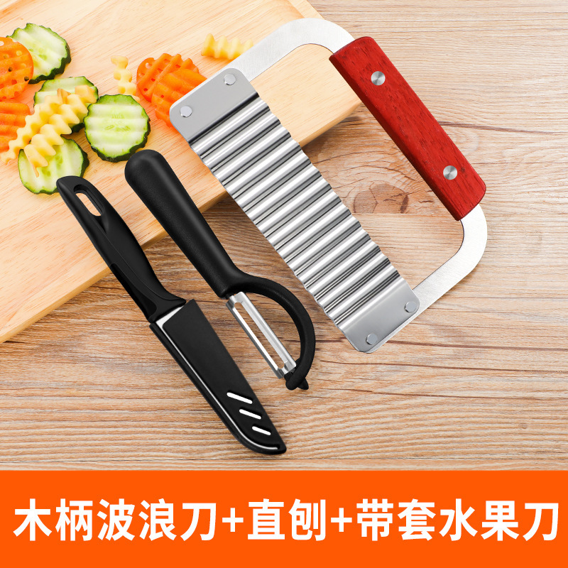 Regalos al por mayor cuchillo de dientes de lobo casero cuchillo de patata cuchillo de corte de patata cuchillo de onda cuchillo de corte de moda patrón de onda una cosa