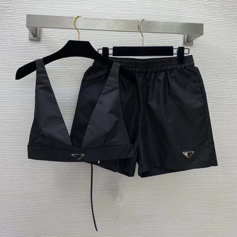 Spot Fashionable Casual Sports Bra Vest Set 25 Summer New Elastic Waist Top Shorts Two-Piece Set