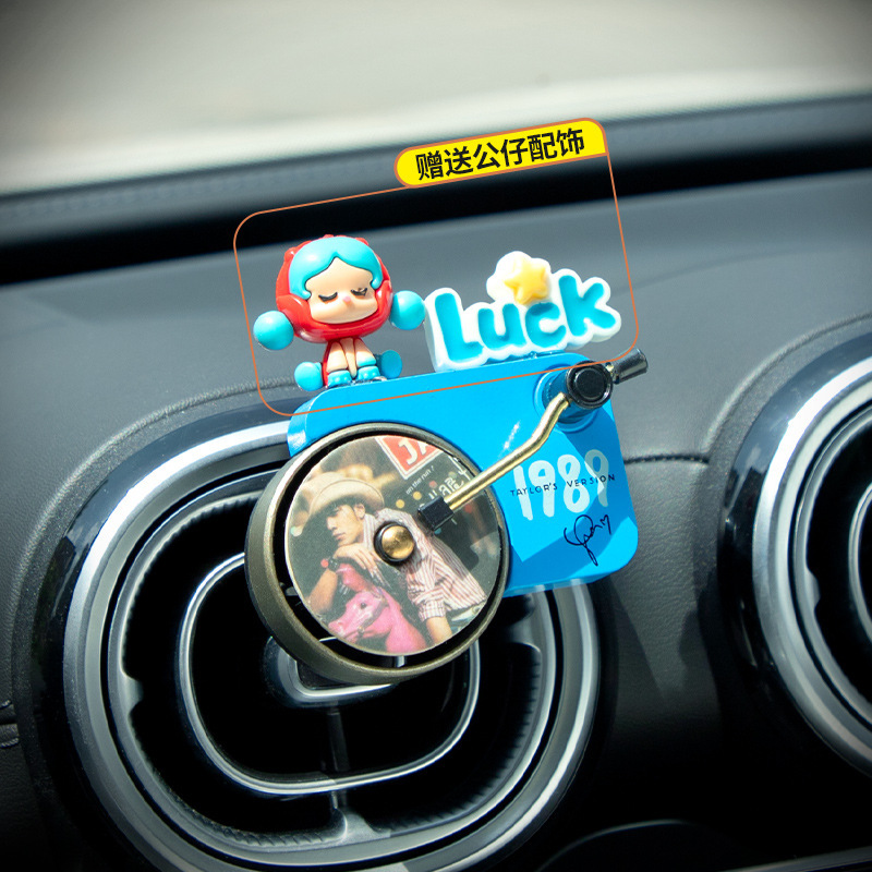 バブルマート車のスクリーン装飾品、かわいい漫画の車のエアベント、ラブブレコードプレーヤー、アロマセラピー|undefined