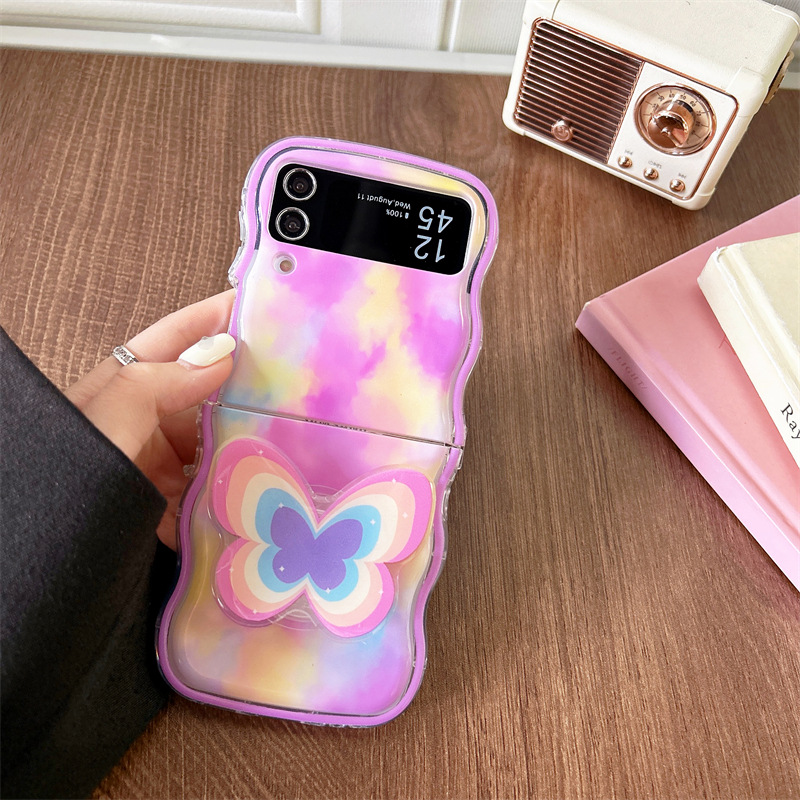 Taches roses pour étui de téléphone à écran pliable Samsung Zflip 5 Fold support papillon Samsung Galaxy ZFLIP4_voghion.com