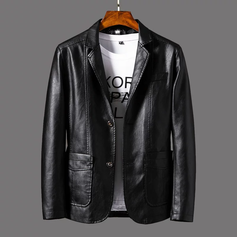 Polyurethane suit jacket, spring lightweight leisure blazer, khaki burgundy black, sizes M–6XL