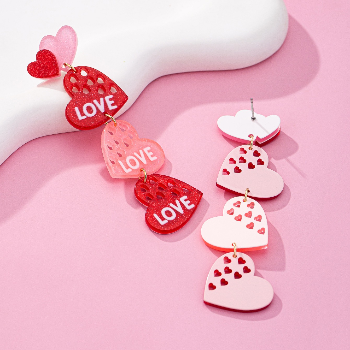 All Seasons Season Women's Gender 1 Pair Sweet Letter Heart Shape Arylic Drop Earrings