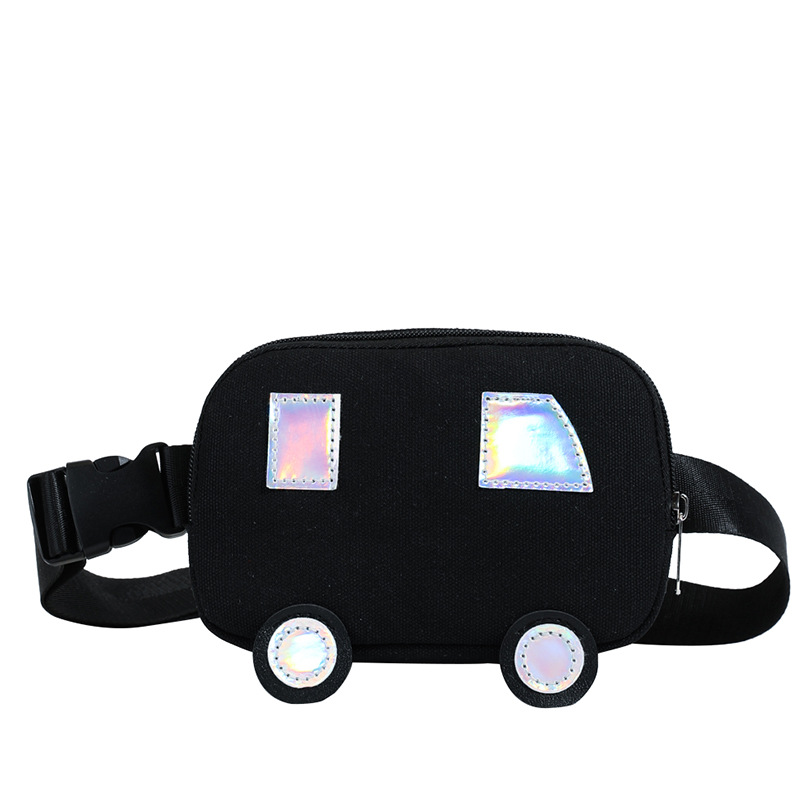 Cartoon lindo coche para niños y niñas bolso de pecho lona de moda contraste color estilo occidental bolso de mensajero para bebés nuevo bolso para niños