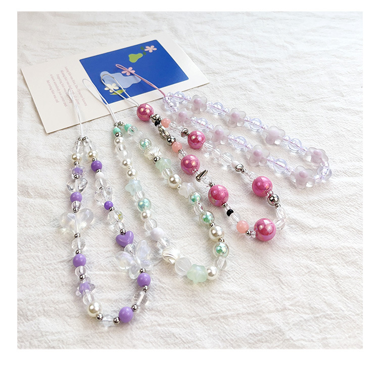 15g Weight Mobile Phone Chain Classification 1 Piece Quantity Resin Material Star, Bear, Flower Pattern Beaded Design Cute Style Cute Star Bear Flower Resin Beaded Mobile Phone Chain 2