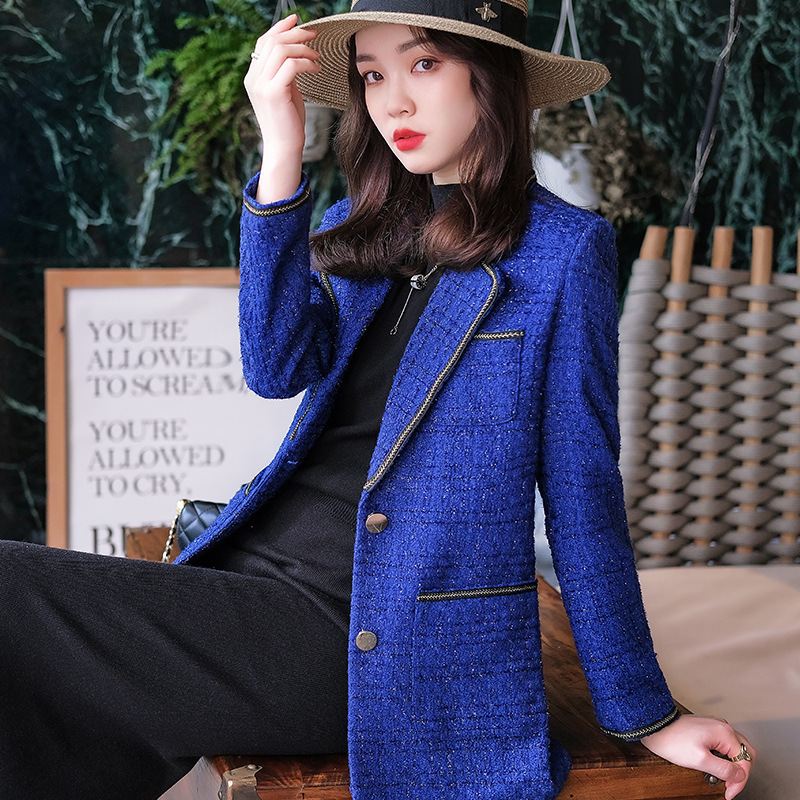 Tweed Suit Women's Jacket Women's 2023 Autumn and Winter Long Sleeve New Spring and Autumn Internet Celebrator Casual Plaid Small Suit Top