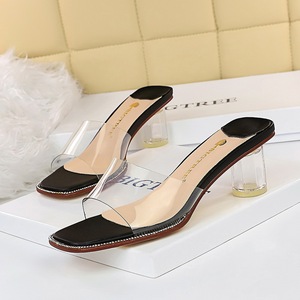 Han edition contracted daily 6899-1 female sandals with thick with crystal high-heeled lag peep-toe transparent word wom