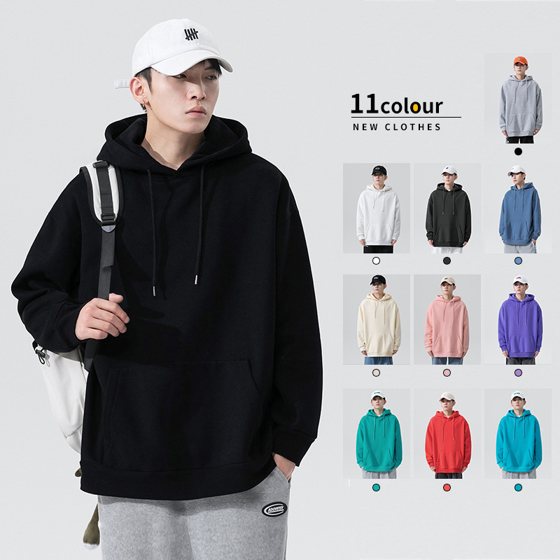 Solid Color Hooded Sweatshirt for Men 2022 Spring & Fall New Double-Layer Hood Pullover Top Korean Style Trendyy Loose and Versatile Jacket