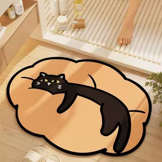 卡通小猫地垫浴室卫生间吸水速干好打理防滑垫硅藻泥地垫现货代发