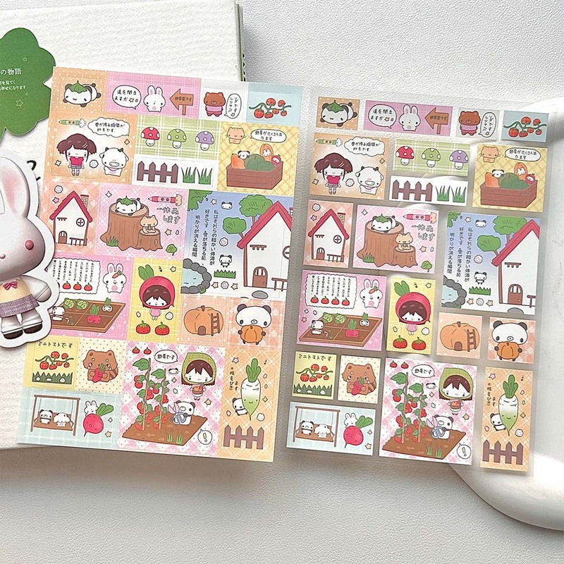 落書きかわいいハンドブックステッカーかわいい設定コラージュ装飾 DIY 古代キャラクター四つ葉のクローバー Wowakawa|undefined