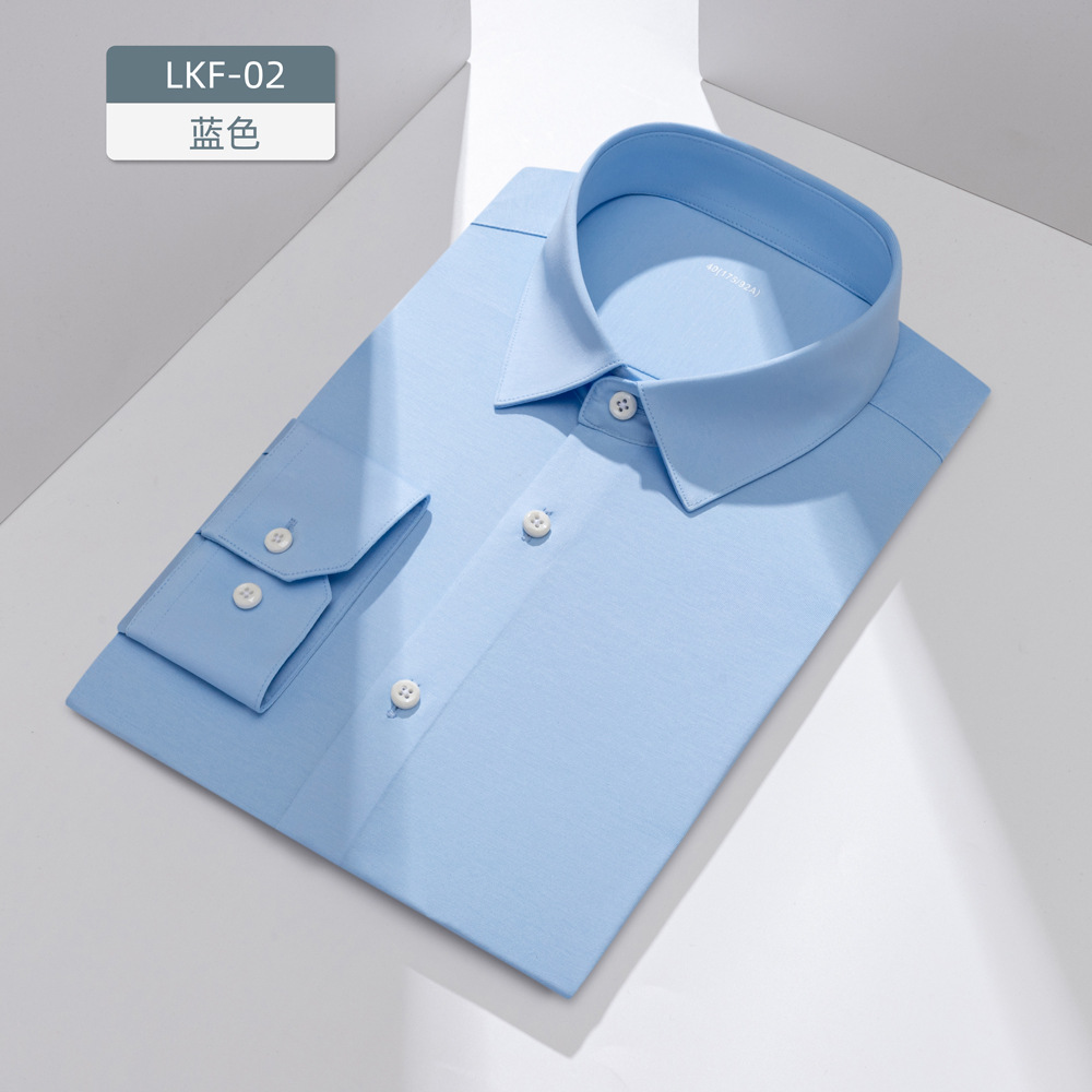 Camisas personalizadas privadas de seda de jade de alta calidad de algodón de punto de cuatro lados para hombres de manga larga 100 camisas de alta elasticidad