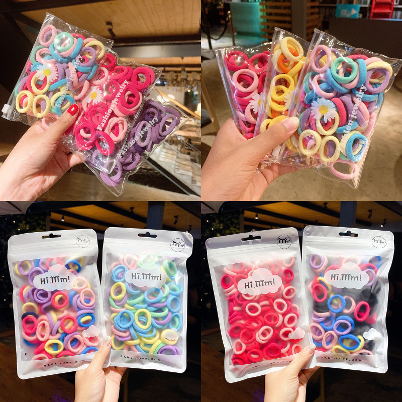 Korean-Style Towel Hair Ties for Children, Seamless Girls' Hair Bands, Korean Version Colorful Baby Hair Ties That Do Not Damage Hair, Small Elastic Bands Wholesale