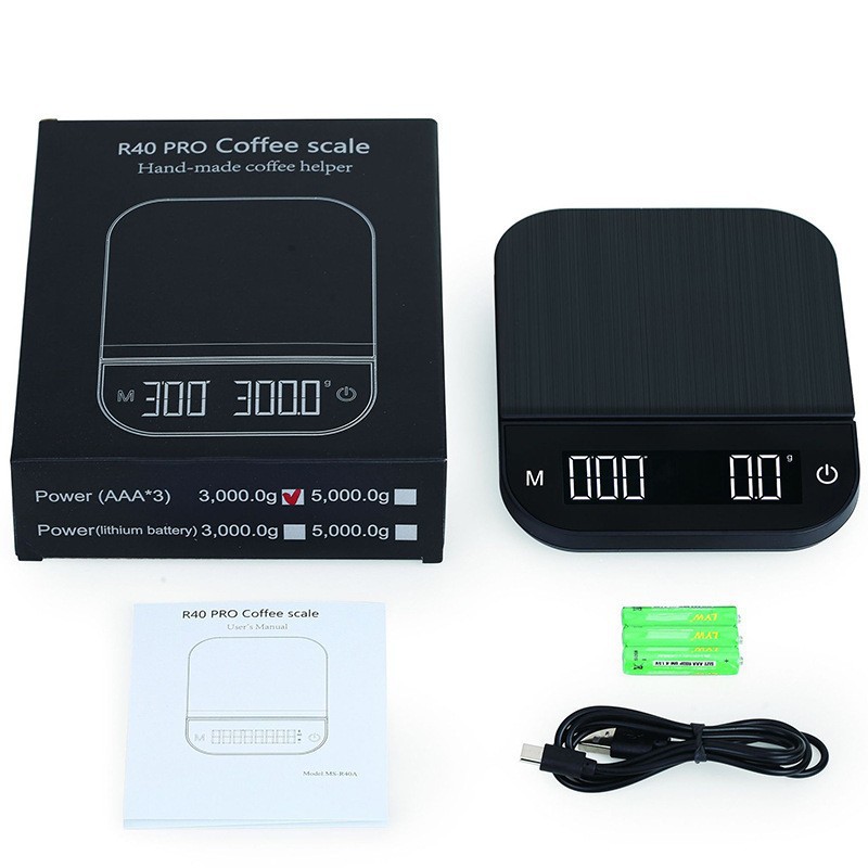 新款智能计时手冲咖啡电子秤 高精度厨房烘焙称 多功能家用防水秤