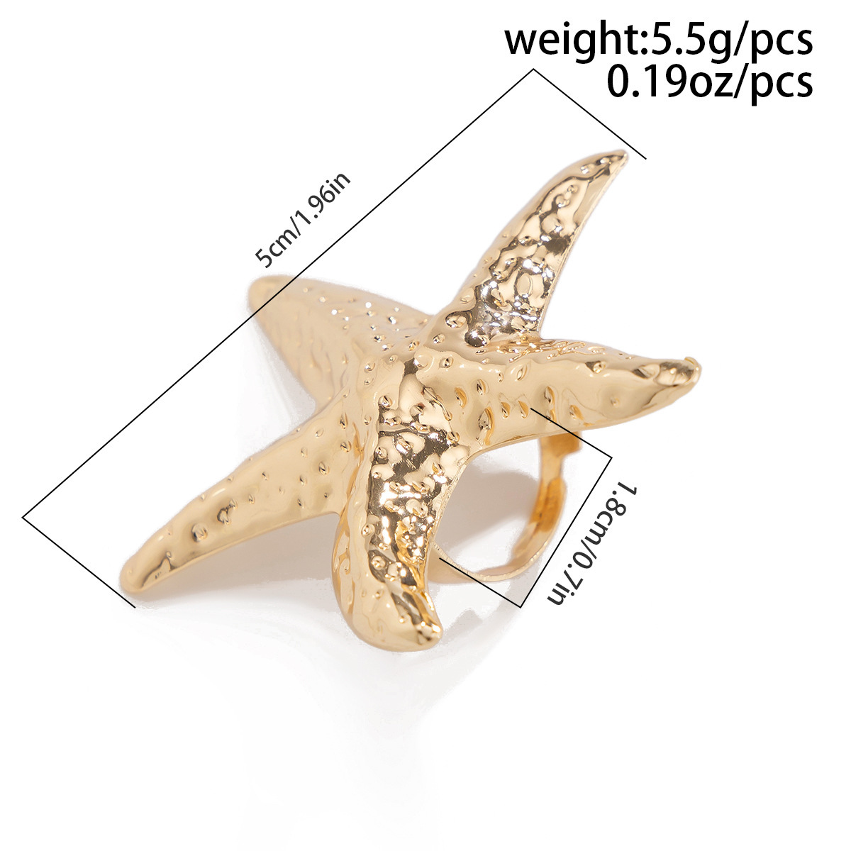 European and American Cross-border Jewelry Holiday Style Starfish Alloy Ring Beach  Pearl Adjustable Ring_voghion.com