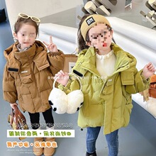 女童羽绒服冬装新款冬季女宝宝加厚白鸭绒外套中长款儿童上衣