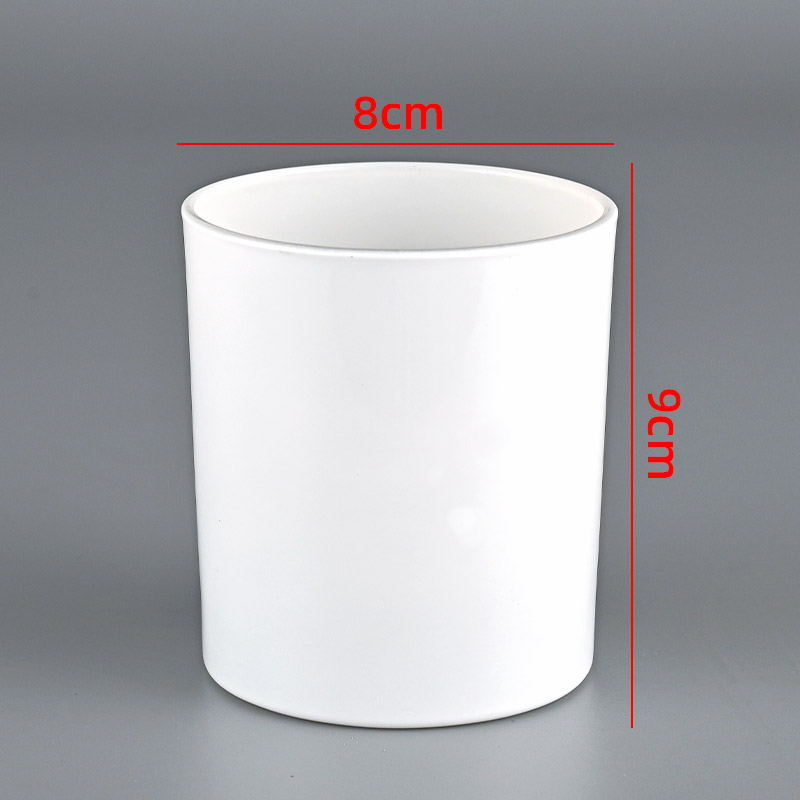 Fábrica en stock recto 200ml taza de vela de color esmerilado 8090 con cubierta de taza de cera de banano 10oz tapa de hierro jar
