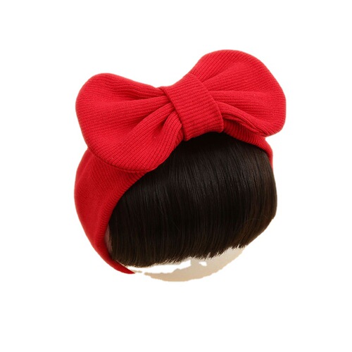 Children's ribbed wig bangs headband infant bow headband headwear baby fontanel protection cotton headband jewelry