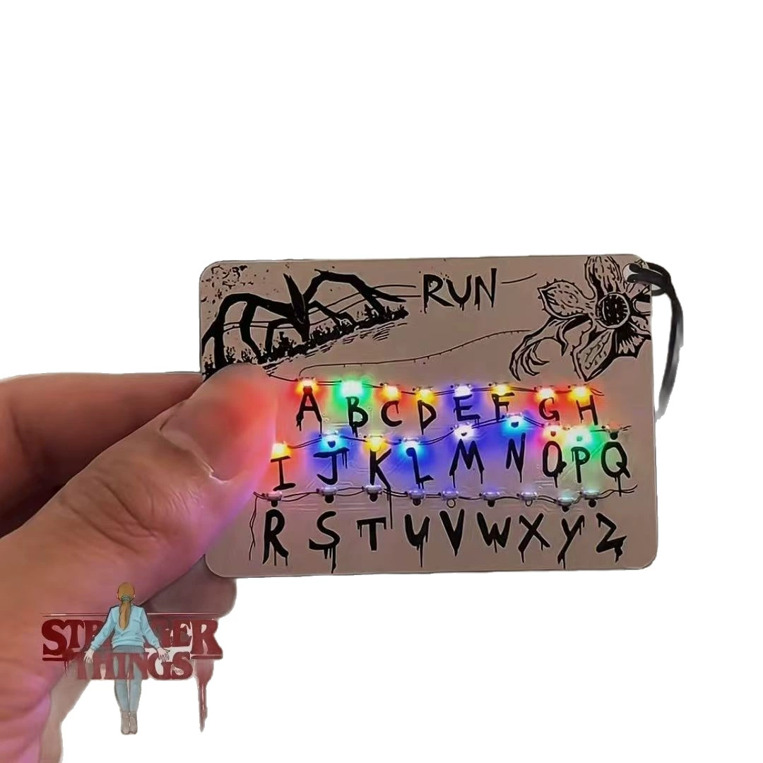 Luminous Pendant (Stranger Things) LED Alphabet Light Card Keychain, Multicolor LEDs