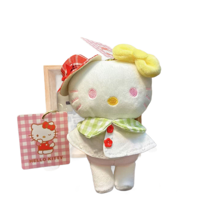 礼帽Kitty夏日度假小披风 挂件可爱饰品粉色公仔毛绒挂饰礼物新款|undefined