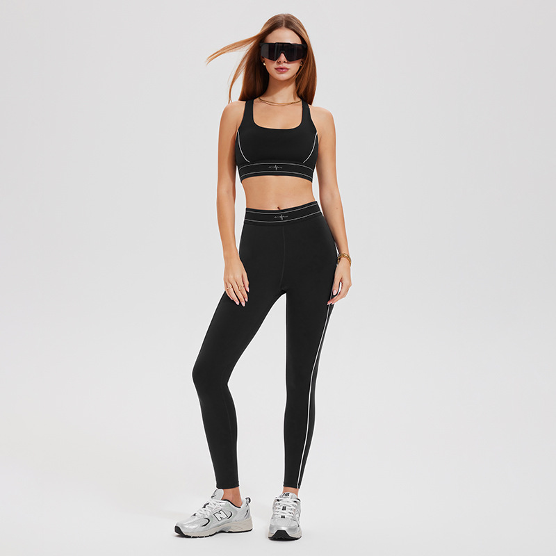 Cross-border nuevo juego deportivo de cintura alta mujer ajustable sujetador de yoga desnudo sensación de correr fitness yoga set image 7