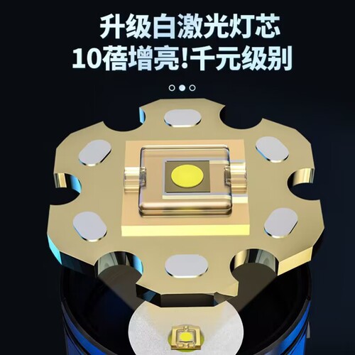 Cross-border white laser flashlight strong light wick ultra-bright zoom long-range LED rechargeable 5000 long battery life wholesale