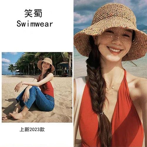 泳衣女夏复古港风性感红色V领无袖挂脖遮肚显瘦露背海边度假泳装