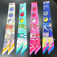 韩版新款皮带卡通马头女士斜纹小丝巾缠绑包包手柄丝带发带小领巾