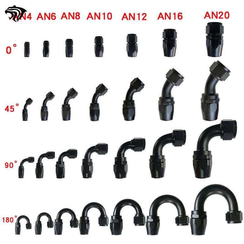Car Modification Body Parts Water-Cooled Oil-Cooled Aluminum Alloy Oil Pipe Connector 0-180 Degree Detachable An4-An2