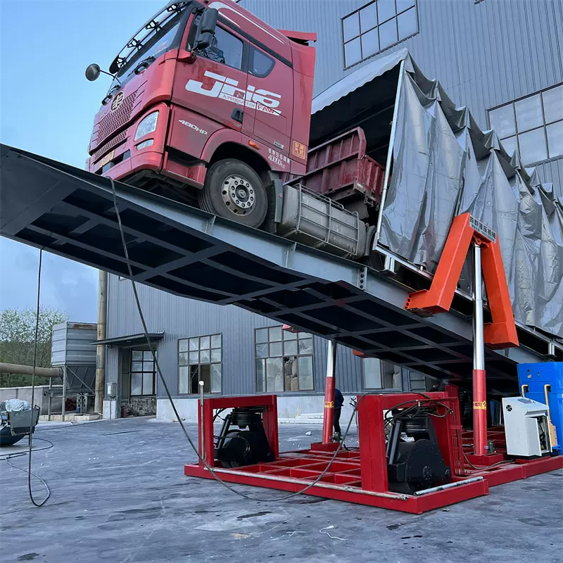 150吨液压翻板卸车机集装箱翻转装卸车平台生蚝卸车升降散装物料