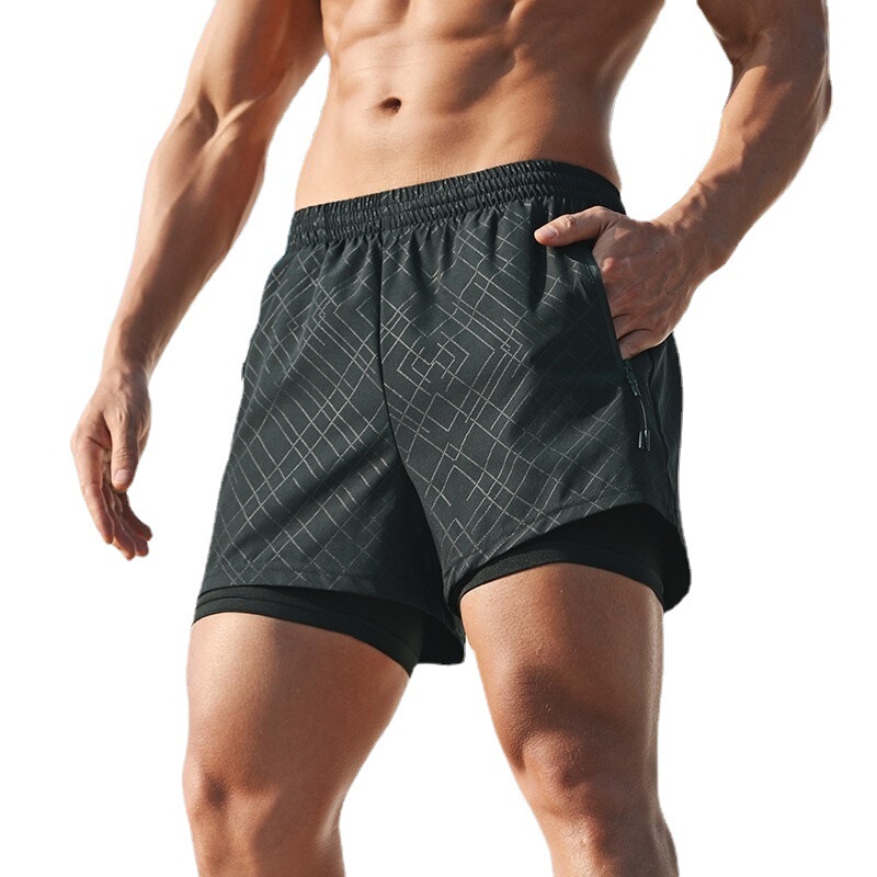 Sports Shorts Summer Men's Quick-drying Outdoor Leisure Running Fitness Four-point Shorts with Inner-inch Double-layer Basketball Shorts
