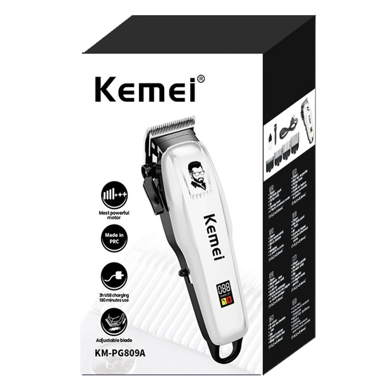 Cortadora de pelo eléctrica Kemei para afeitar y recortar el cabello KM-PG809A, recortadora de pelo profesional para uso en salón.