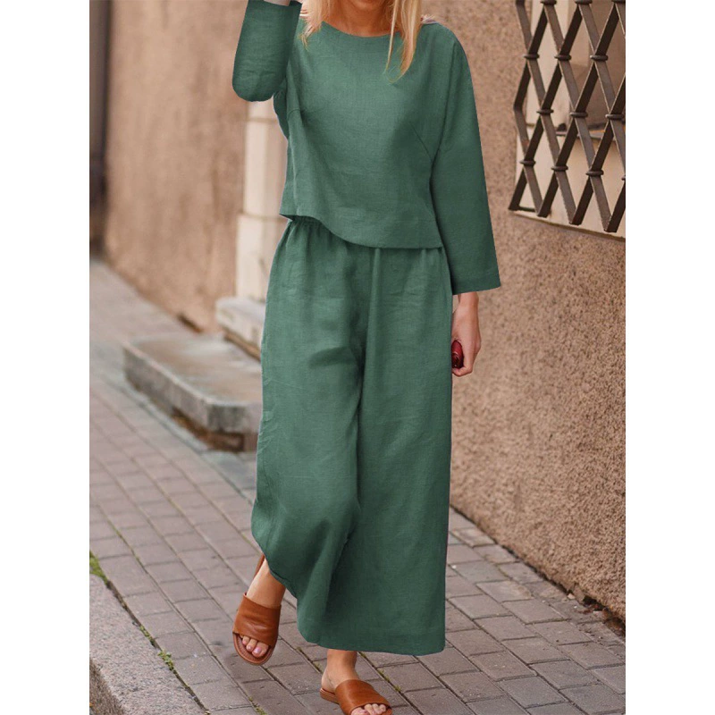 Two-piece women's shirt set, plus size, European style 2022, solid colors