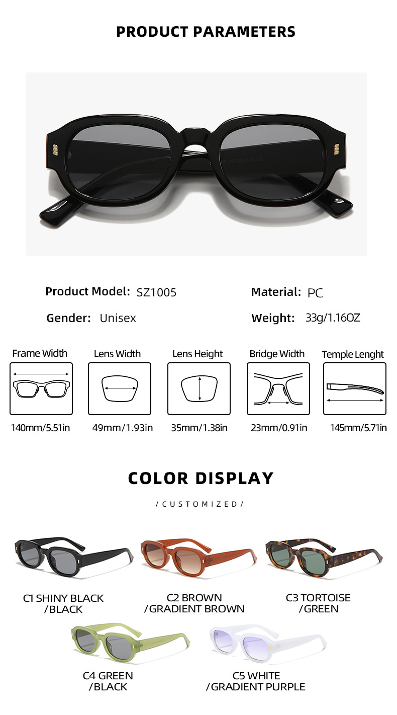 Retro Simple Style Solid Color Pc Oval Frame Full Frame Women's Sunglasses display picture 3