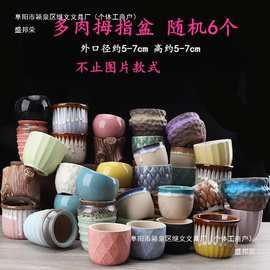 盛邦荣多肉花盆陶瓷  透气粗陶创意室内肉肉植物小花盆组