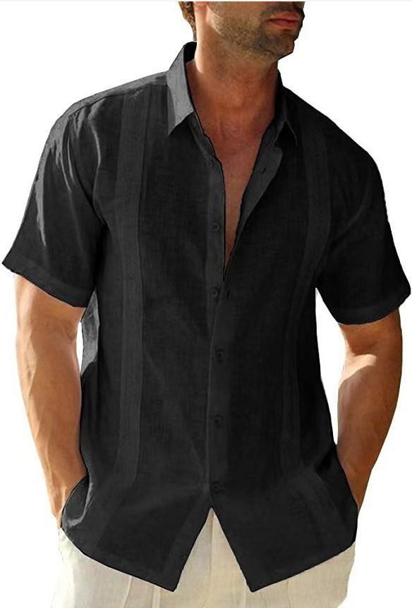 Herren Kurzarm Leinenhemd Für Den Sommer Freizeithemd Strand_voghion.com