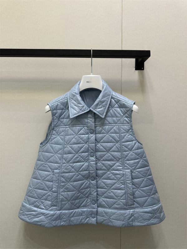 25秋季新款南油高定Mon简约休闲防风防水尼龙A摆藤格纹棉服马甲|undefined