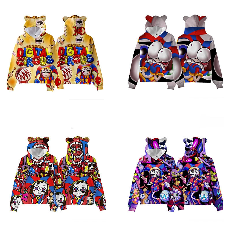 Аниме Удивительный цифровой цирк волшебный свитер с капюшоном с кошачьими ушками