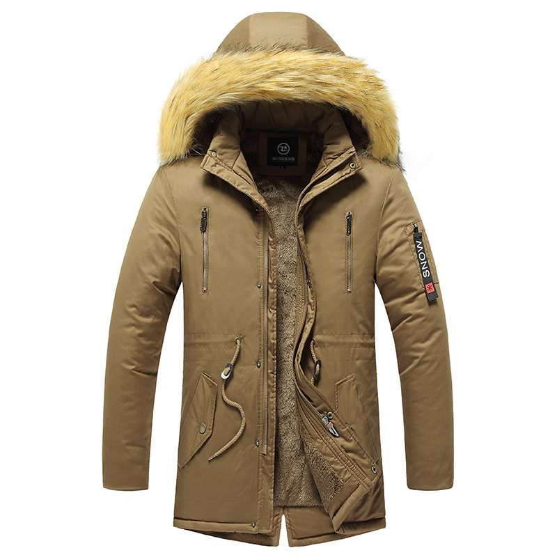 Aliexpress hombre chaqueta de algodón medio largo, moda europea y americana, delgada, cálida y gruesa, chaqueta de algodón de hombre joven