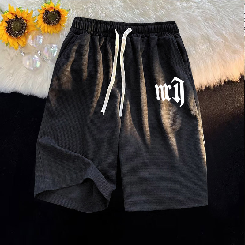 Waffle casual traje de los hombres de verano de seda de hielo de manga corta Camiseta de los hombres con ropa deportiva de marca de moda guapo