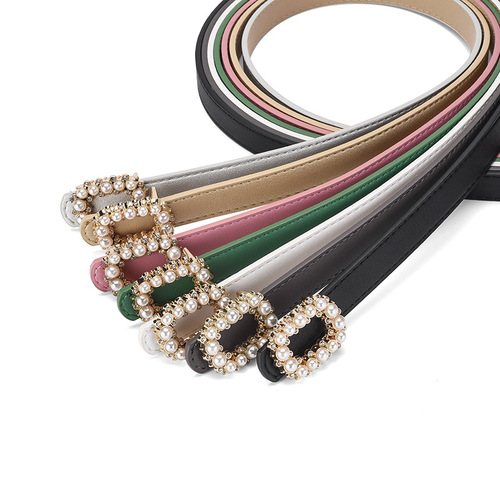 Pearl-embossed panel fastener, high-end match with dress belt, stylish decoration for women's sweaters, versatile belt for women