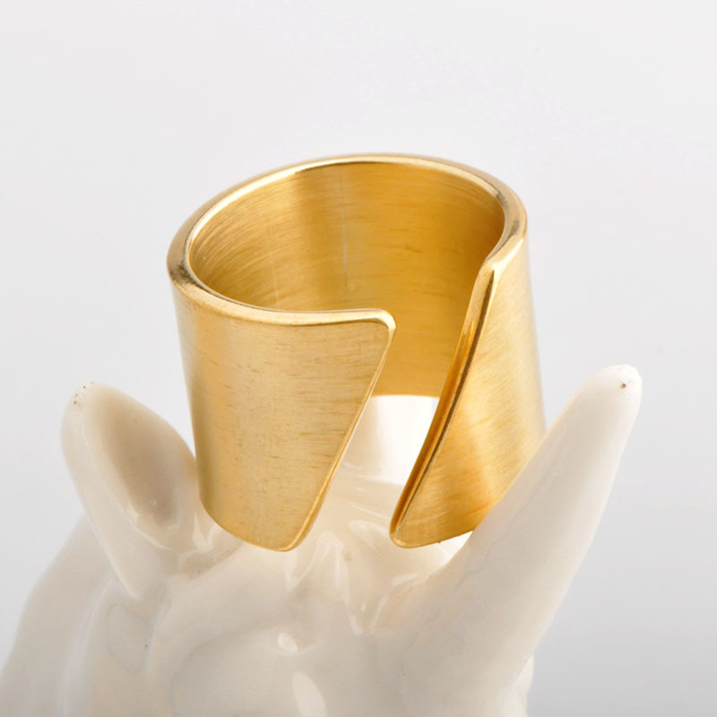 Geometric Pattern Women'S Gender Simple Style Style PVD Coated Real Gold Plated 18K Gold Geometric Stainless Steel Simple Style Waterproof Non Tarnish Wide Band Ring Open Ring