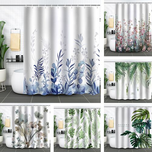Bathroom Curtain Amazon Hua Ben Plant Waterproof Shower Curtain 3D Digital Printing Polyester Shower Curtain Bathroom Partition
