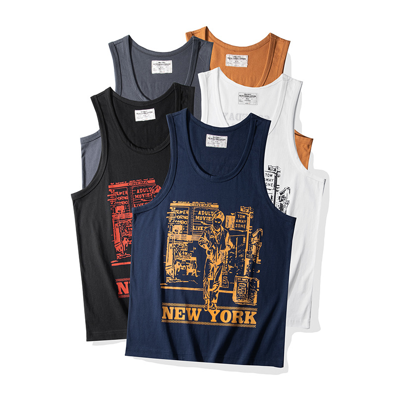 Herrenbekleidung Street-Style bedruckte Weste T-Shirt ärmelloses Unterhemd_voghion.com
