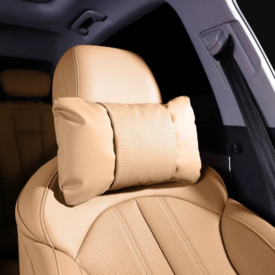Waist support, New Hongqi H5 headrest, HS5 - 1-piece-headrest-golden-brown-nappa-leather-for-comfort-and-stress-relief