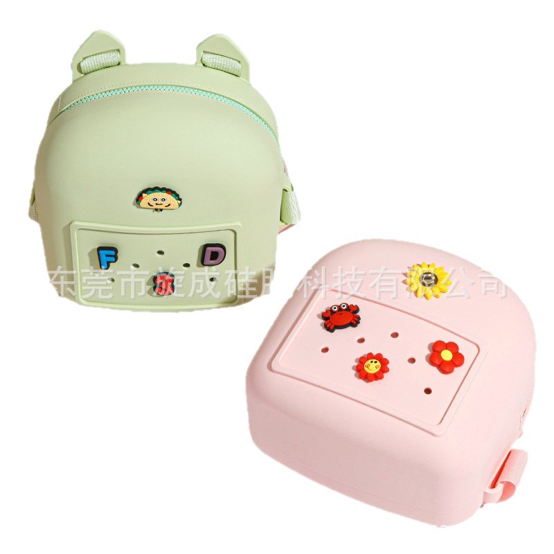 Nuevo al por mayor lindo DIY agujero niños mochila de silicona de gran capacidad mochila de silicona mochila de damas