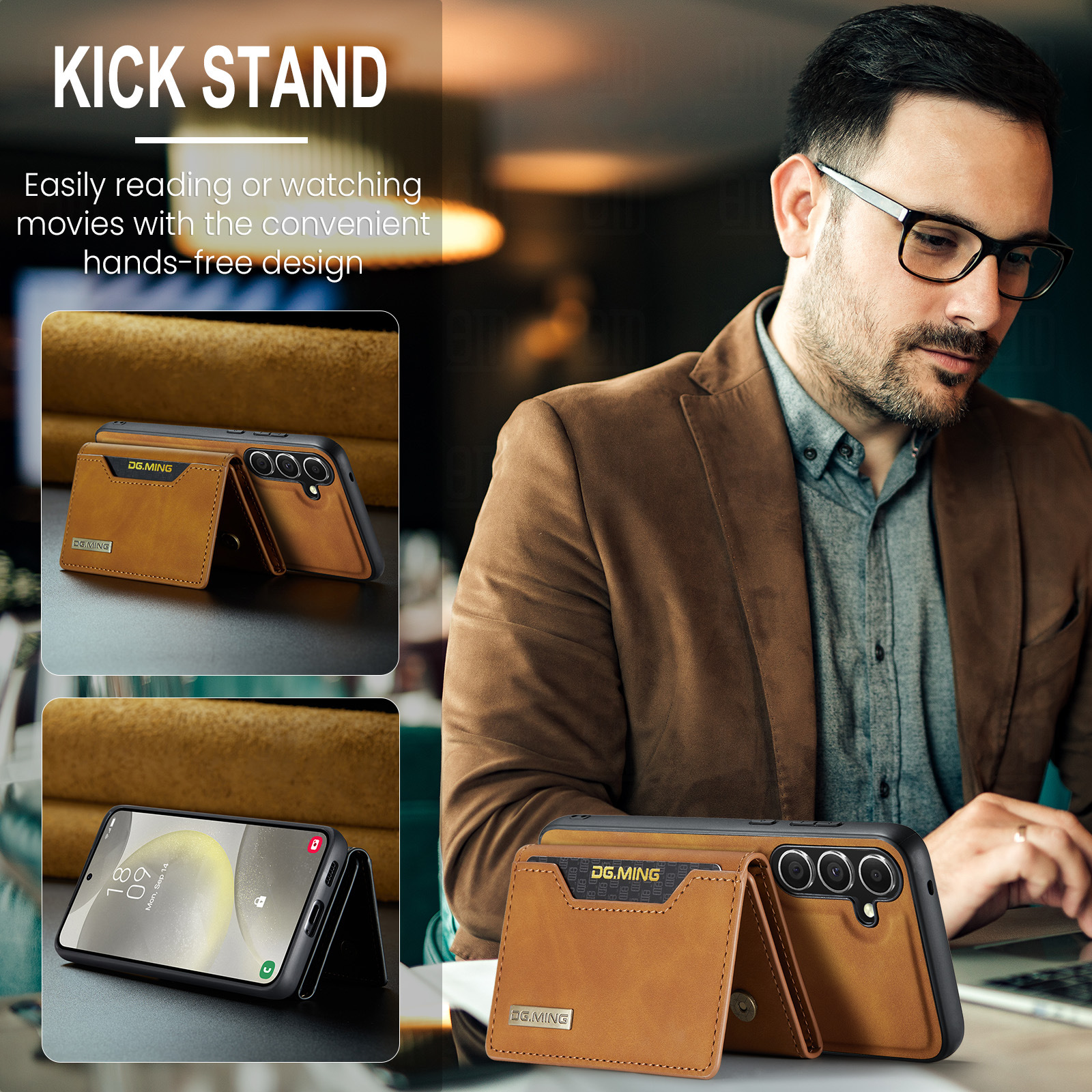 M2 per Samsung S24 custodia protettiva magnetica a tre ante S24 Plus custodia per telefono portafoglio diviso due in uno_voghion.com